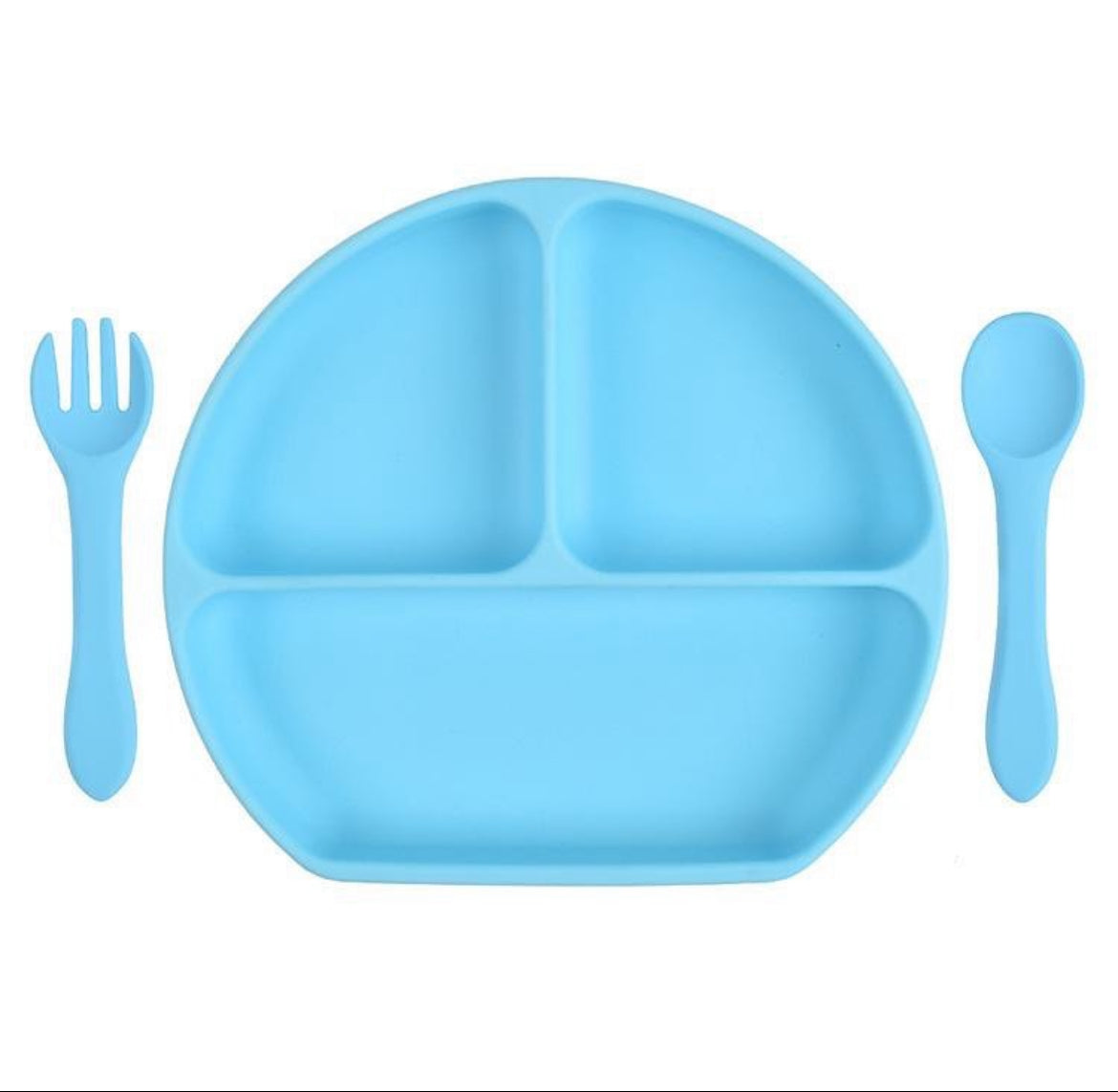 Plato silicona + cubiertos