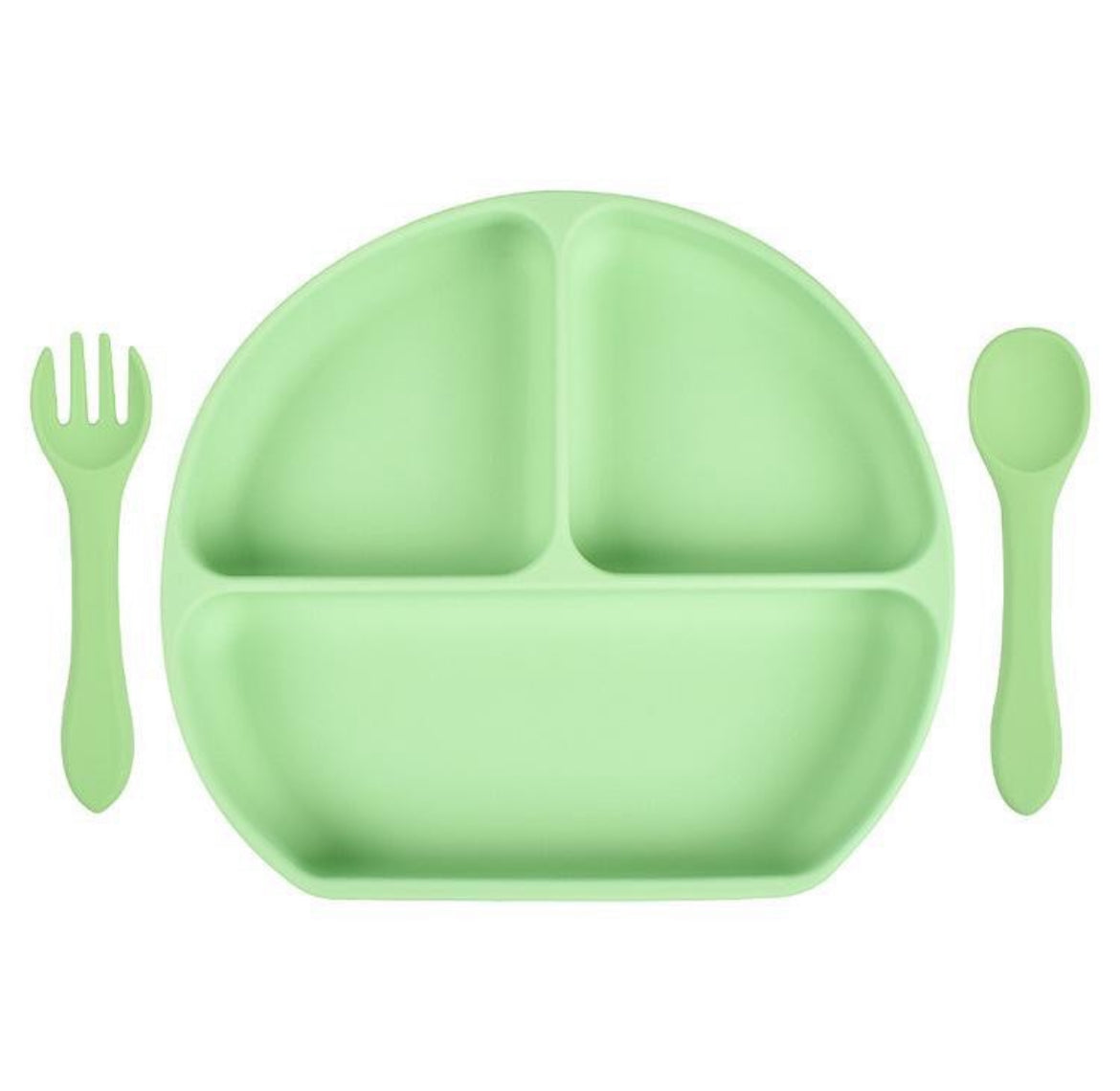 Plato silicona + cubiertos