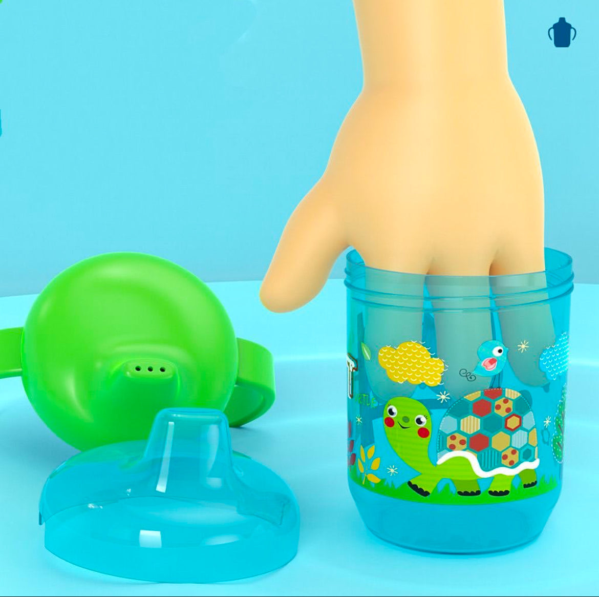 Vaso con boquilla y asas diseño animales