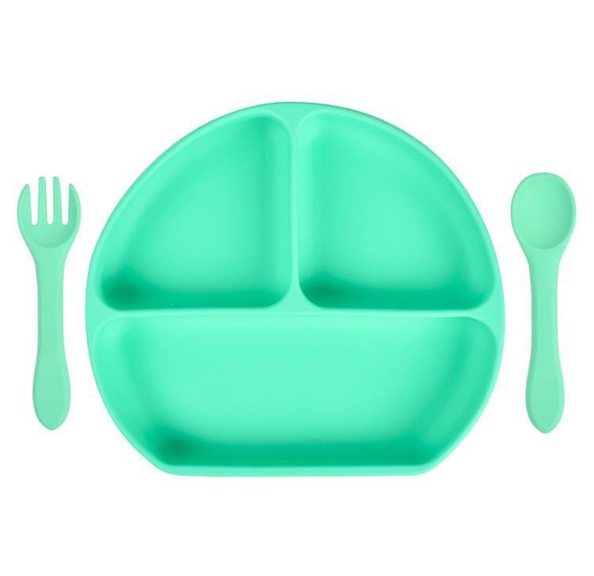 Plato silicona + cubiertos